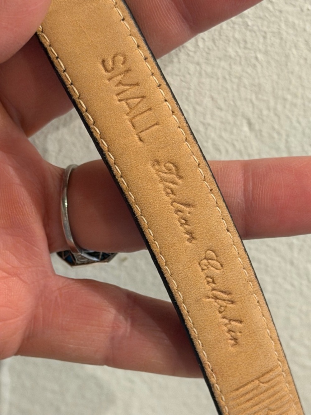 Robert Lee Morris Black Leather Belt with Gold Sculpted Buckle size small - Picture 8 of 11